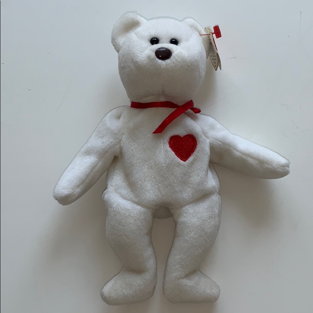 Ty Beanie Official Baby Vintage Valentino the Bear